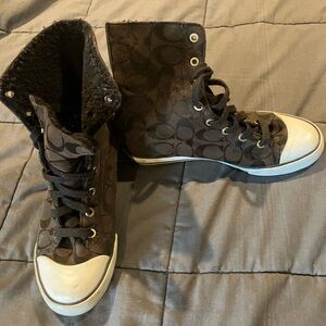 Coach Brown High-Top Sneakers 7.5B Fold Down